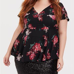 NWT torrid Floral Flutter Sleeve Babydoll Blouse 2